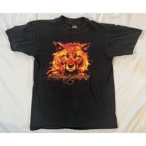 Vintage Harley Davidson T Shirt Blocker's Parryville PA Short Sleeve Wolf Fire L